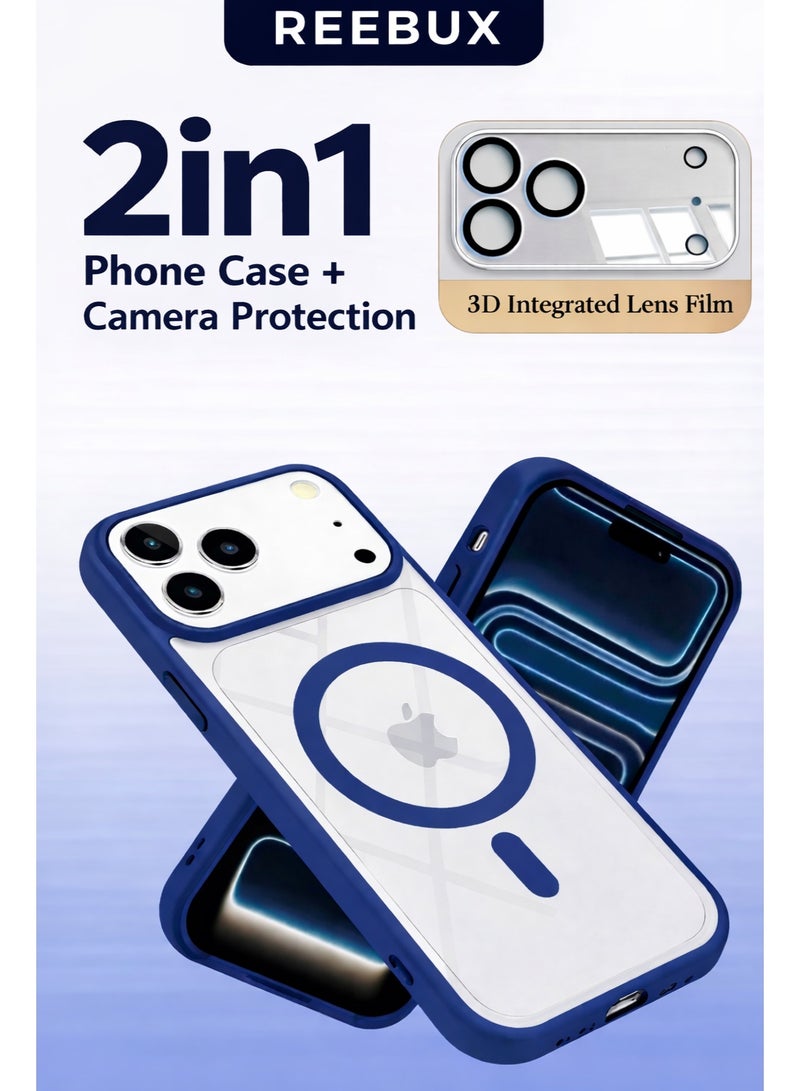Reebux 2 in 1 for iPhone 17 Pro Case Compatible with Magsafe, Translucent Matte Case with Camera Protector, Military Grade Shockproof Protective Phone Cover for 17 Pro 6.3-inch - Image 1